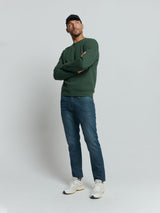 Sweater with Crew Neck and Jacquard Pattern: Comfort and Style in One | Dark Green