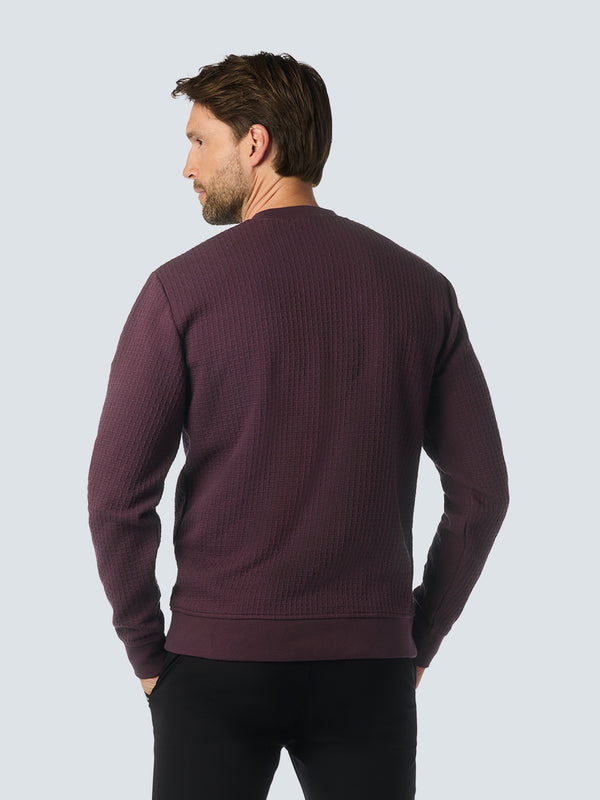 Sweater with Crew Neck and Jacquard Pattern: Comfort and Style in One | Aubergine