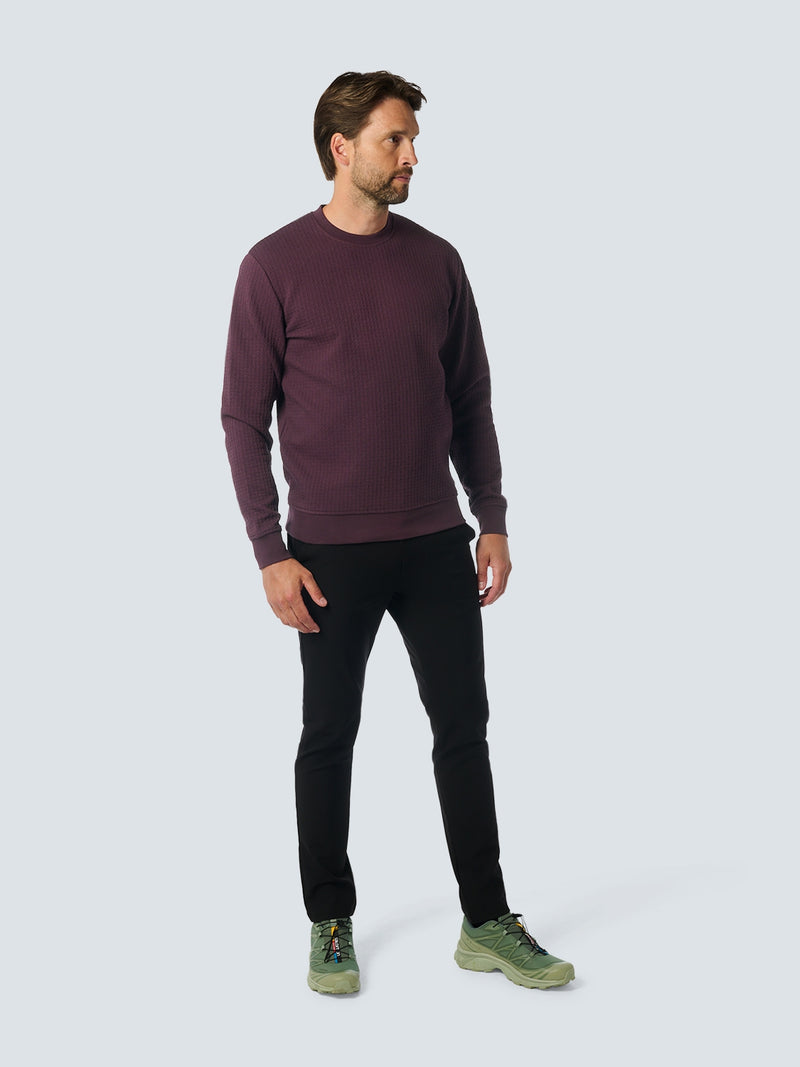 Sweater with Crew Neck and Jacquard Pattern: Comfort and Style in One | Aubergine