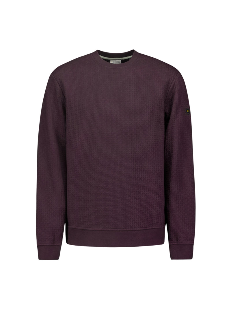 Sweater with Crew Neck and Jacquard Pattern: Comfort and Style in One | Aubergine