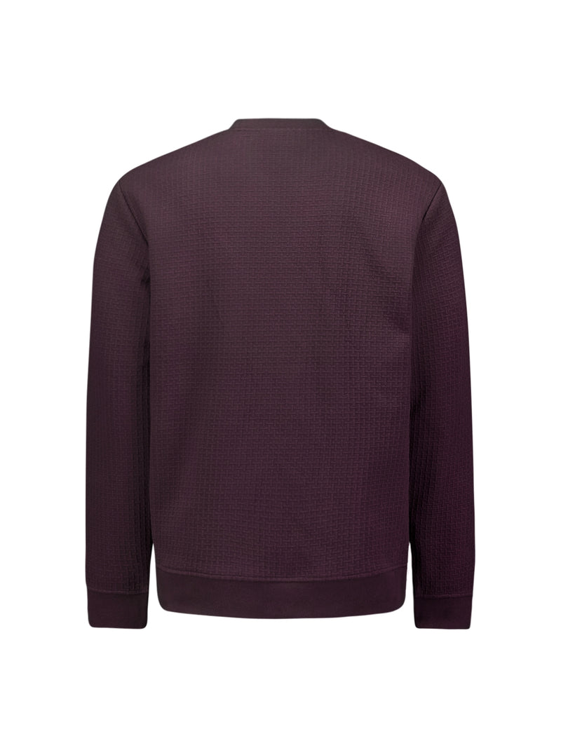 Sweater with Crew Neck and Jacquard Pattern: Comfort and Style in One | Aubergine