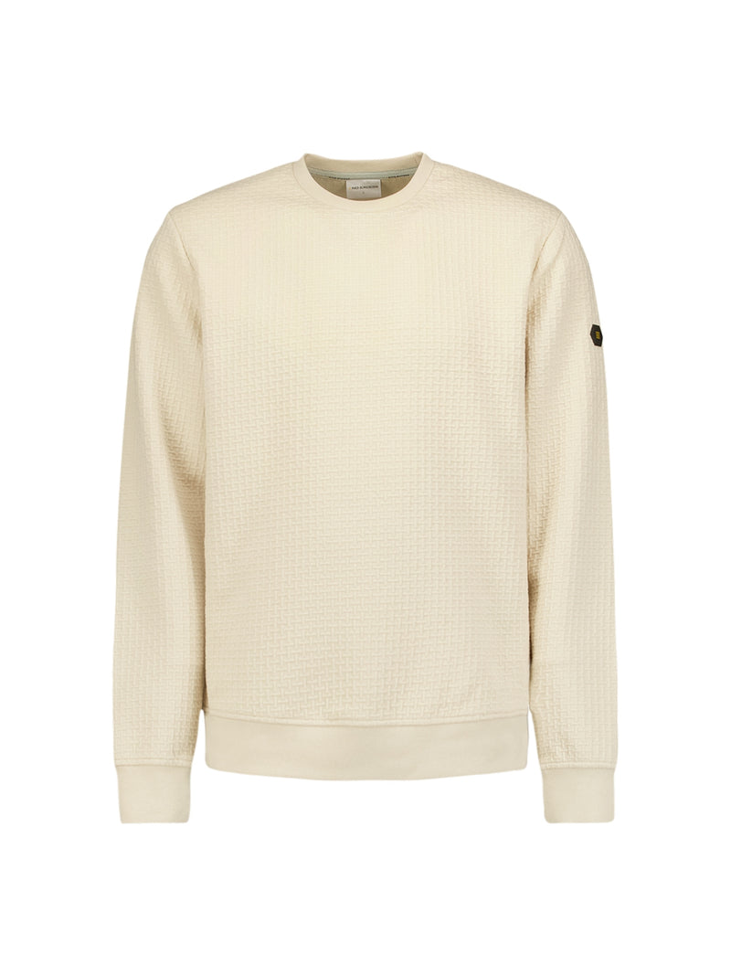 Sweater with Crew Neck and Jacquard Pattern: Comfort and Style in One | Cement