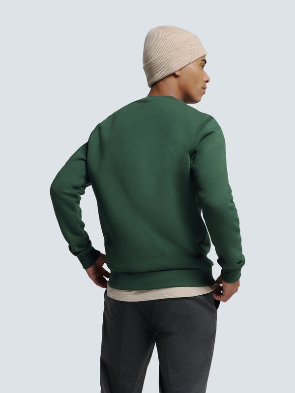 Sweater with Rubber Logo Patch and Zippered Arm Pocket | Dark Green