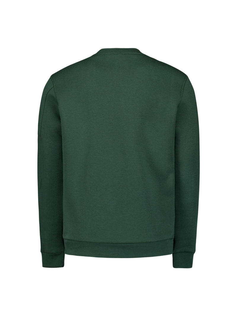 Sweater with Rubber Logo Patch and Zippered Arm Pocket | Dark Green