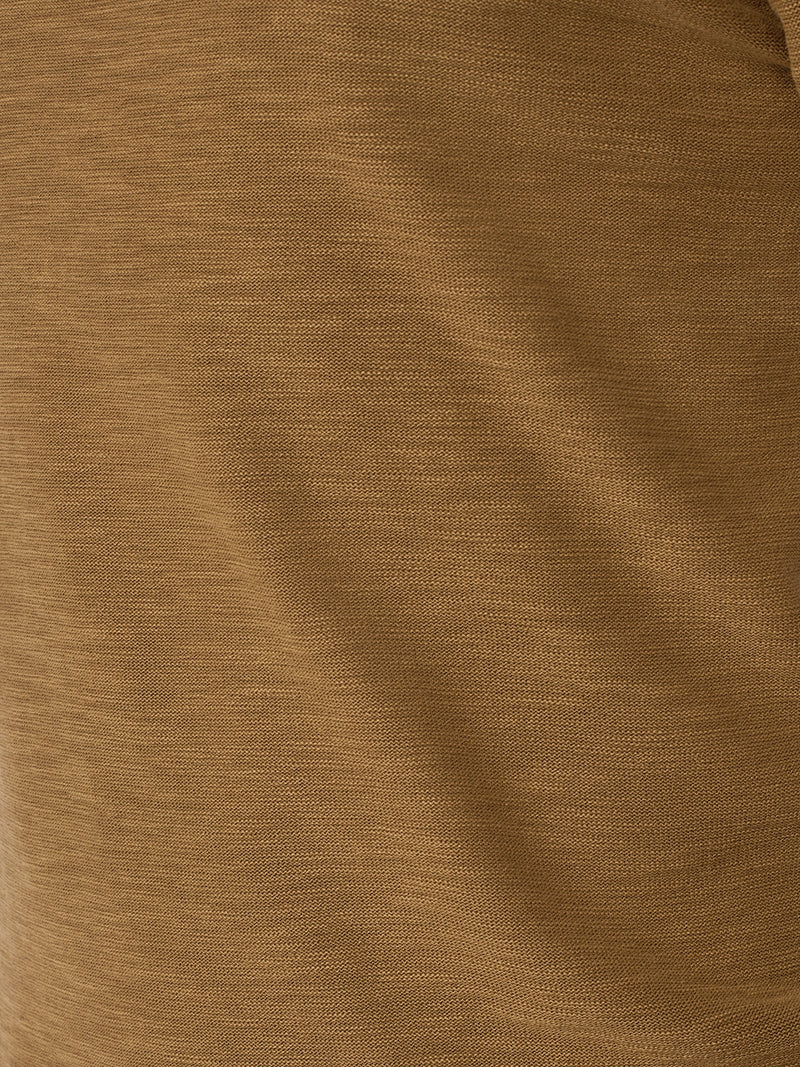 Round Neck Sweater with Garment Dyed and Stone Washed Finish | Khaki