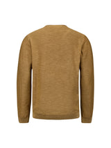 Round Neck Sweater with Garment Dyed and Stone Washed Finish | Khaki