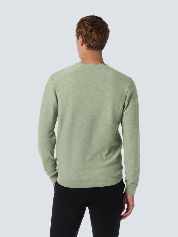 Round Neck Sweater with Garment Dyed and Stone Washed Finish | Smoke