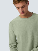 Round Neck Sweater with Garment Dyed and Stone Washed Finish | Smoke