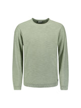 Round Neck Sweater with Garment Dyed and Stone Washed Finish | Smoke