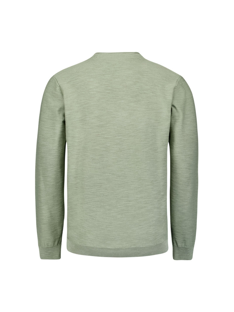 Round Neck Sweater with Garment Dyed and Stone Washed Finish | Smoke