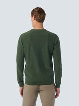 Round Neck Sweater with Garment Dyed and Stone Washed Finish | Dark Green