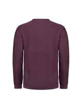 Round Neck Sweater with Garment Dyed and Stone Washed Finish | Aubergine