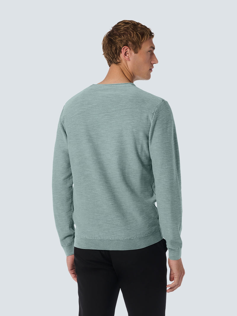 Round Neck Sweater with Garment Dyed and Stone Washed Finish | Cloud