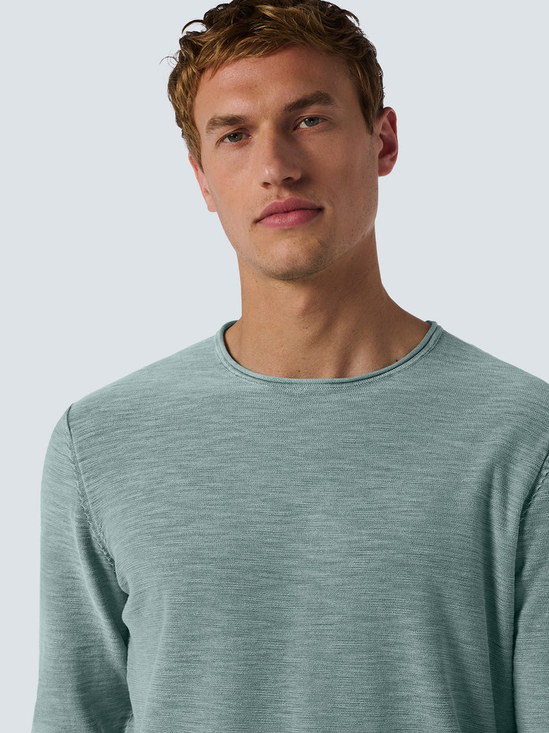 Round Neck Sweater with Garment Dyed and Stone Washed Finish | Cloud