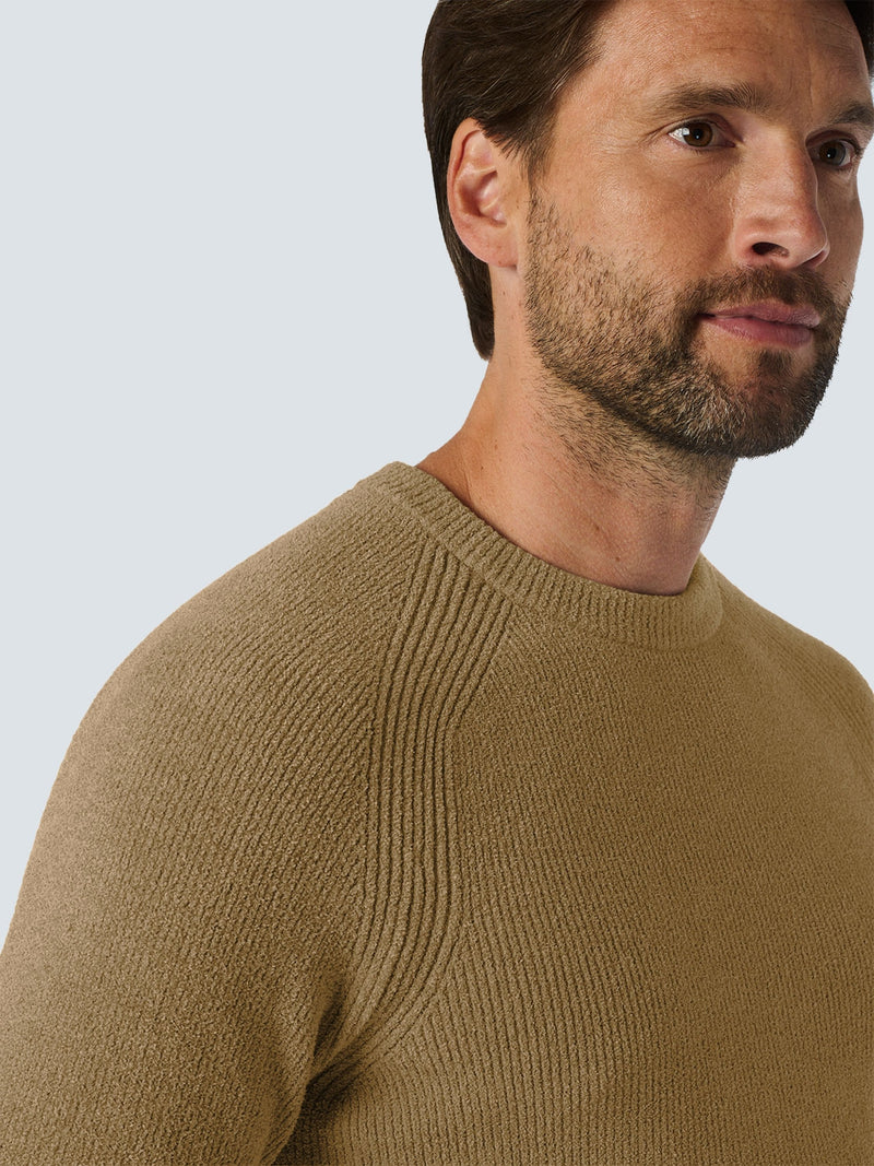 Round Neck Pullover: Rib Knit Structure and Super Soft Touch | Khaki