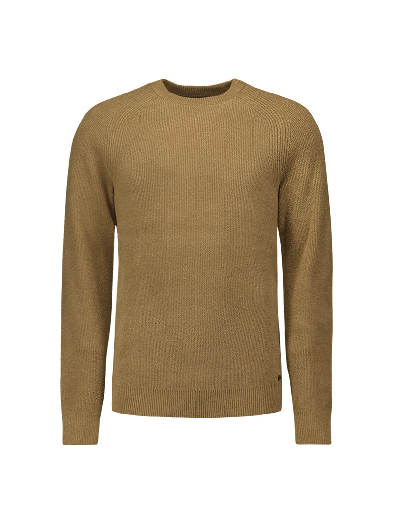 Round Neck Pullover: Rib Knit Structure and Super Soft Touch | Khaki