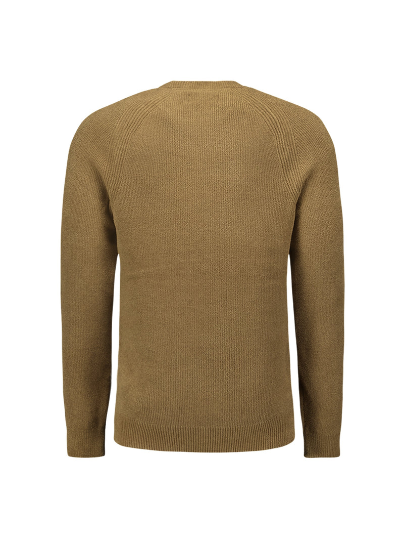 Round Neck Pullover: Rib Knit Structure and Super Soft Touch | Khaki