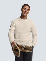 Round Neck Pullover: Rib Knit Structure and Super Soft Touch | Cement