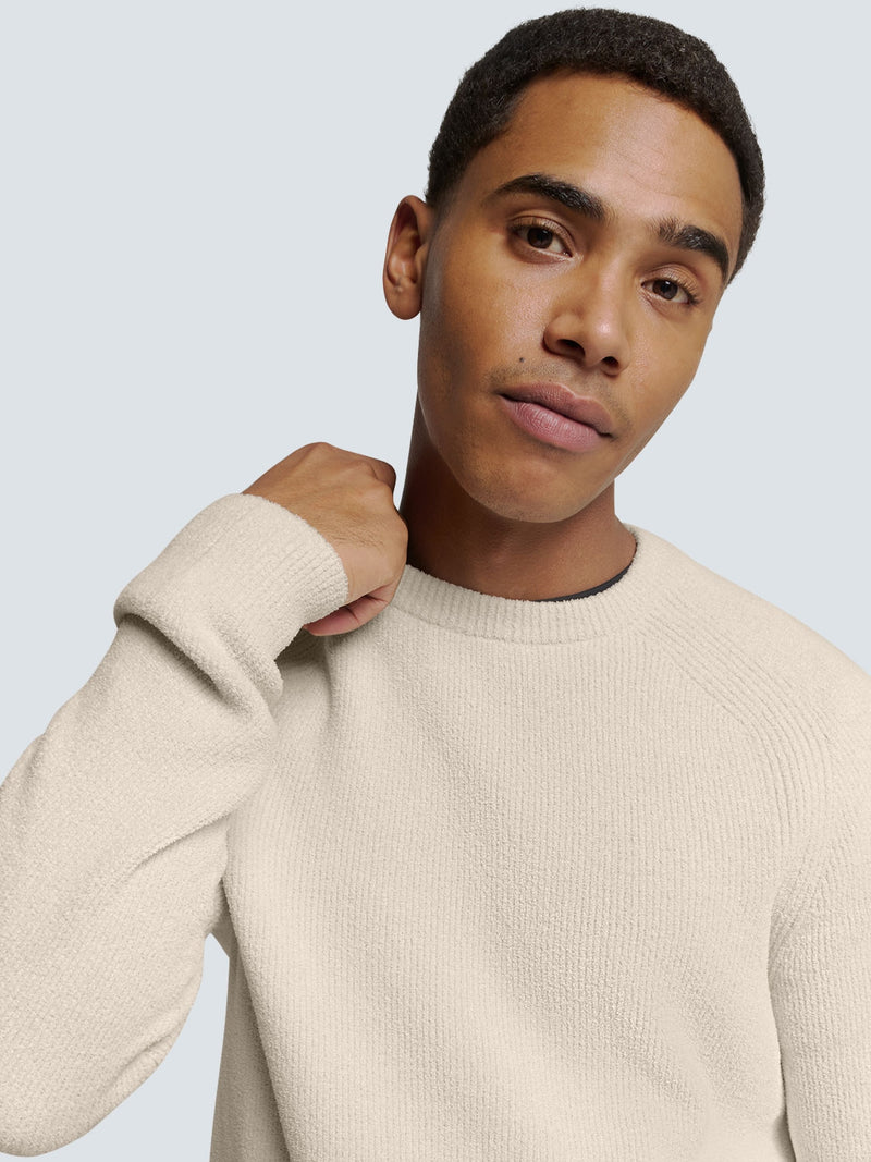 Round Neck Pullover: Rib Knit Structure and Super Soft Touch | Cement