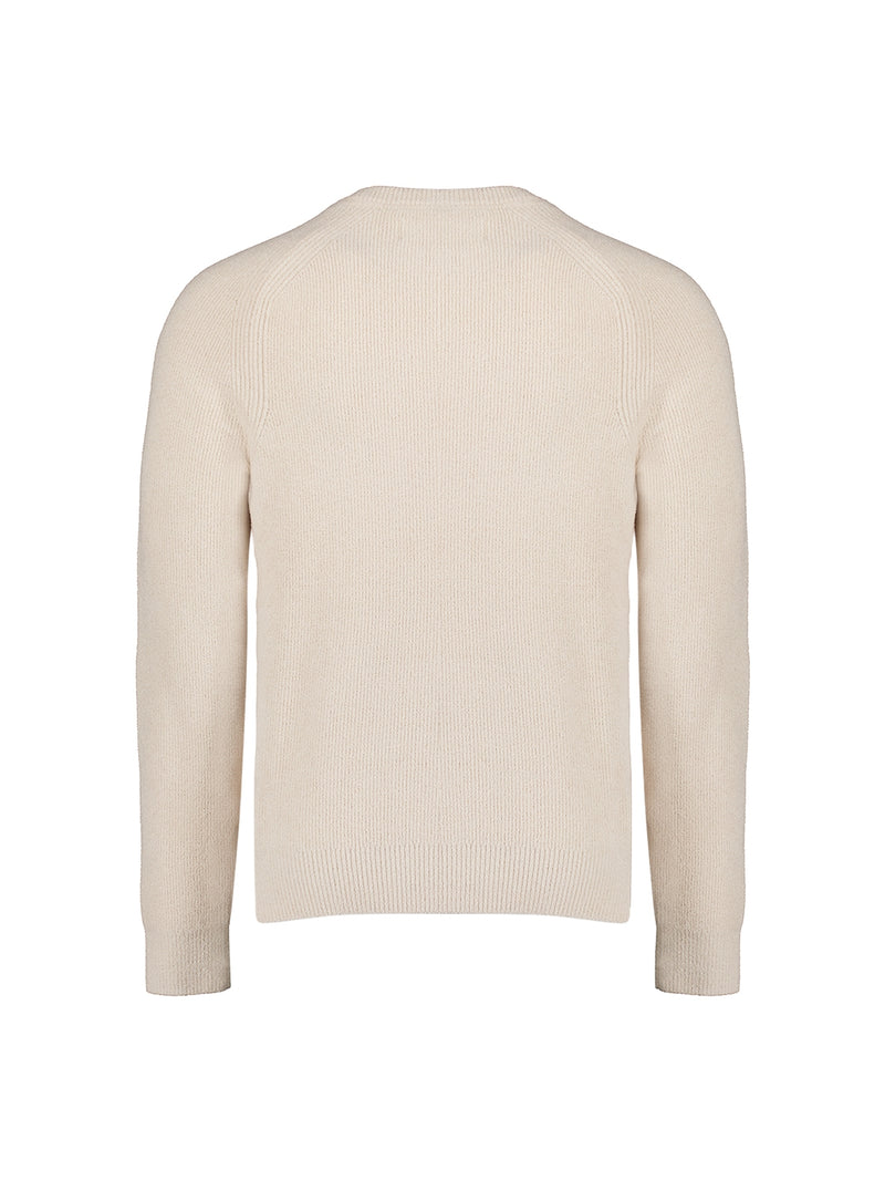 Round Neck Pullover: Rib Knit Structure and Super Soft Touch | Cement