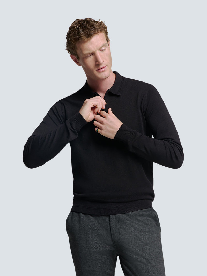 Stylish Polo with Half Zip: For Every Occasion | Black