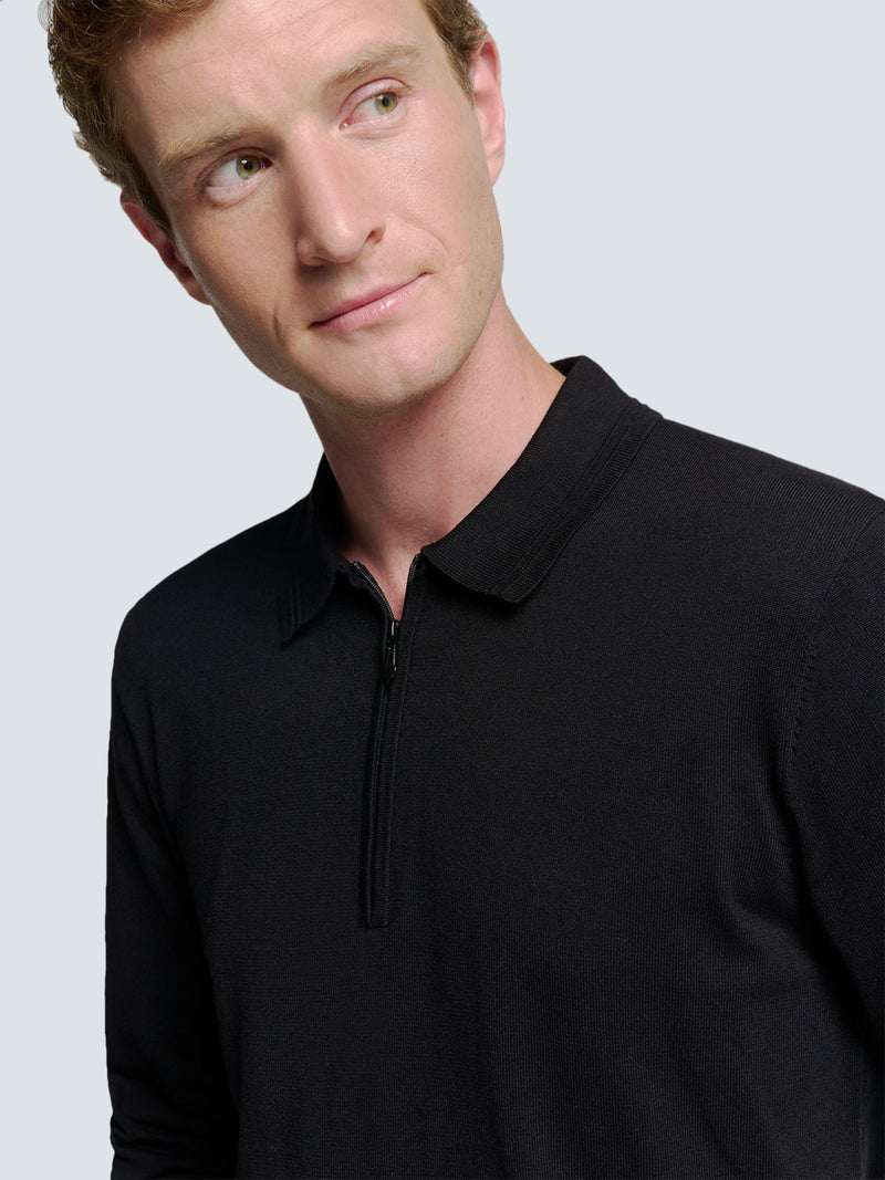 Stylish Polo with Half Zip: For Every Occasion | Black