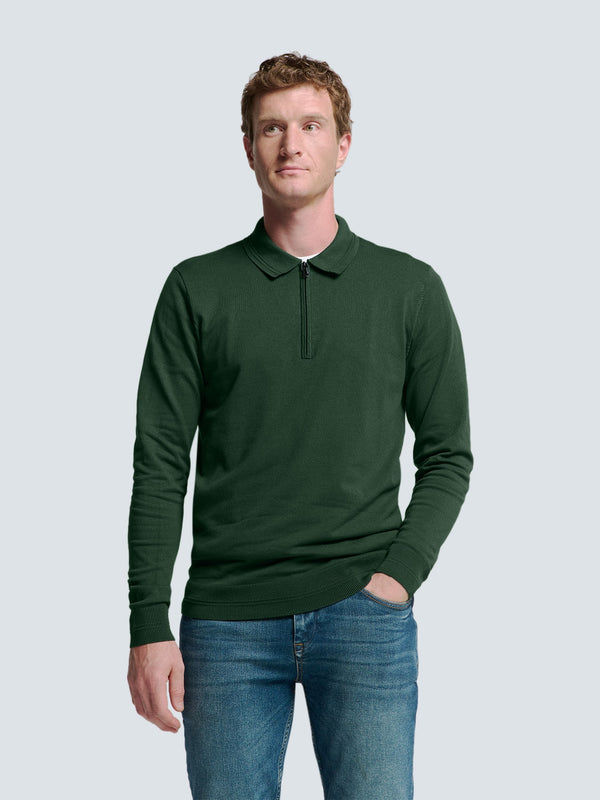 Stylish Polo with Half Zip: For Every Occasion | Dark Green