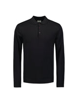 Long Sleeve Polo Pullover with Button Closure: Stylish Comfort | Black