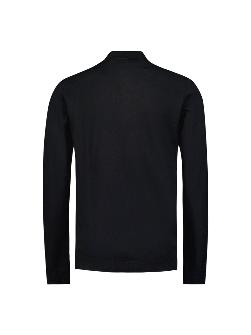 Long Sleeve Polo Pullover with Button Closure: Stylish Comfort | Black