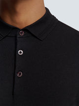 Long Sleeve Polo Pullover with Button Closure: Stylish Comfort | Black