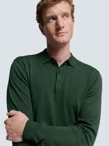 Long Sleeve Polo Pullover with Button Closure: Stylish Comfort | Dark Green