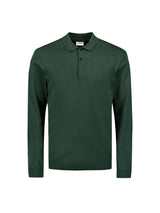 Long Sleeve Polo Pullover with Button Closure: Stylish Comfort | Dark Green