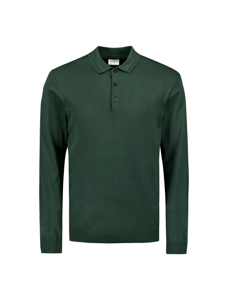 Long Sleeve Polo Pullover with Button Closure: Stylish Comfort | Dark Green