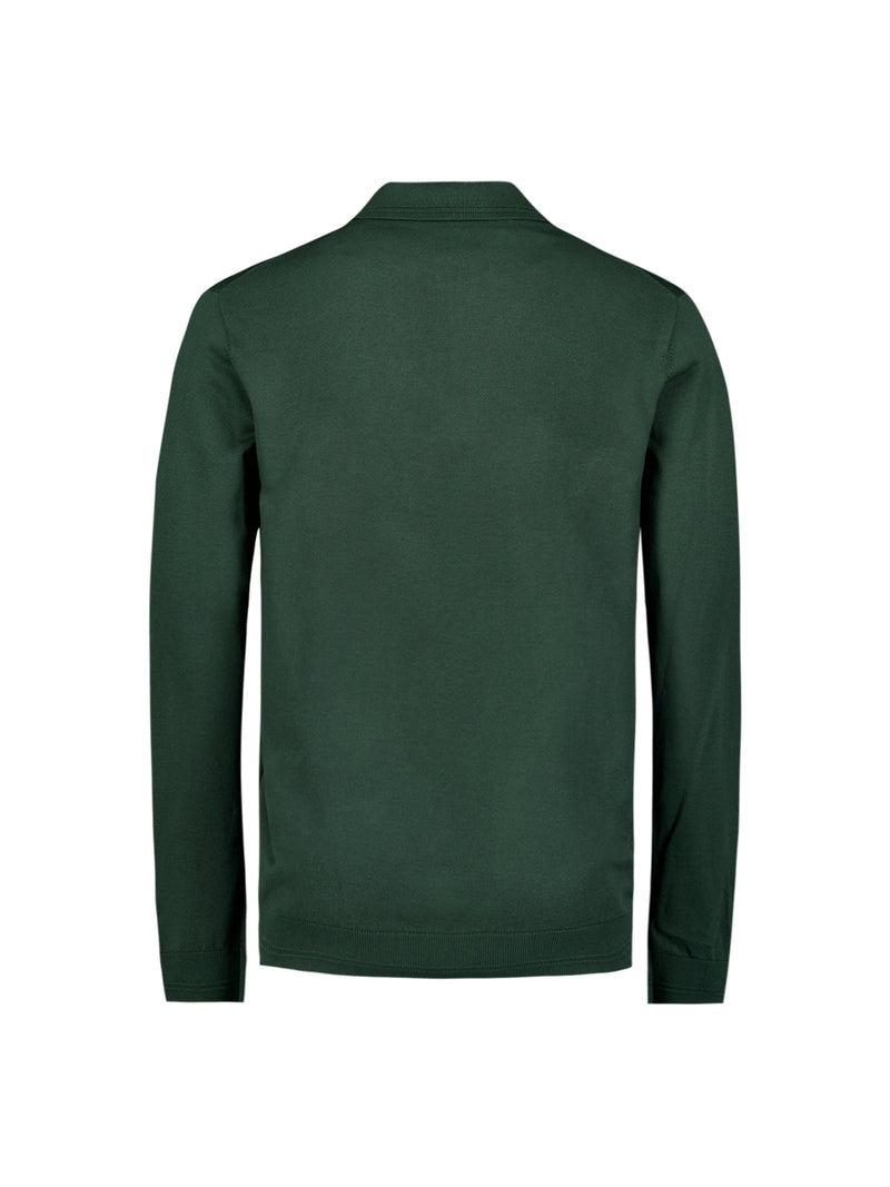 Long Sleeve Polo Pullover with Button Closure: Stylish Comfort | Dark Green