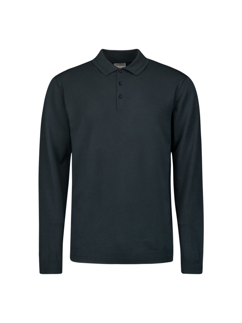 Long Sleeve Polo Pullover with Button Closure: Stylish Comfort | Night