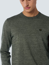 Round Neck Pullover: Two-Tone Melange and Comfortable Fit | Smoke