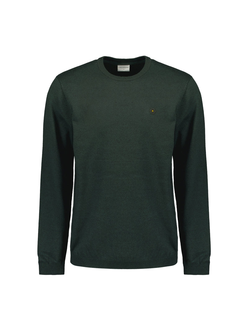 Round Neck Pullover: Two-Tone Melange and Comfortable Fit | Dark Green