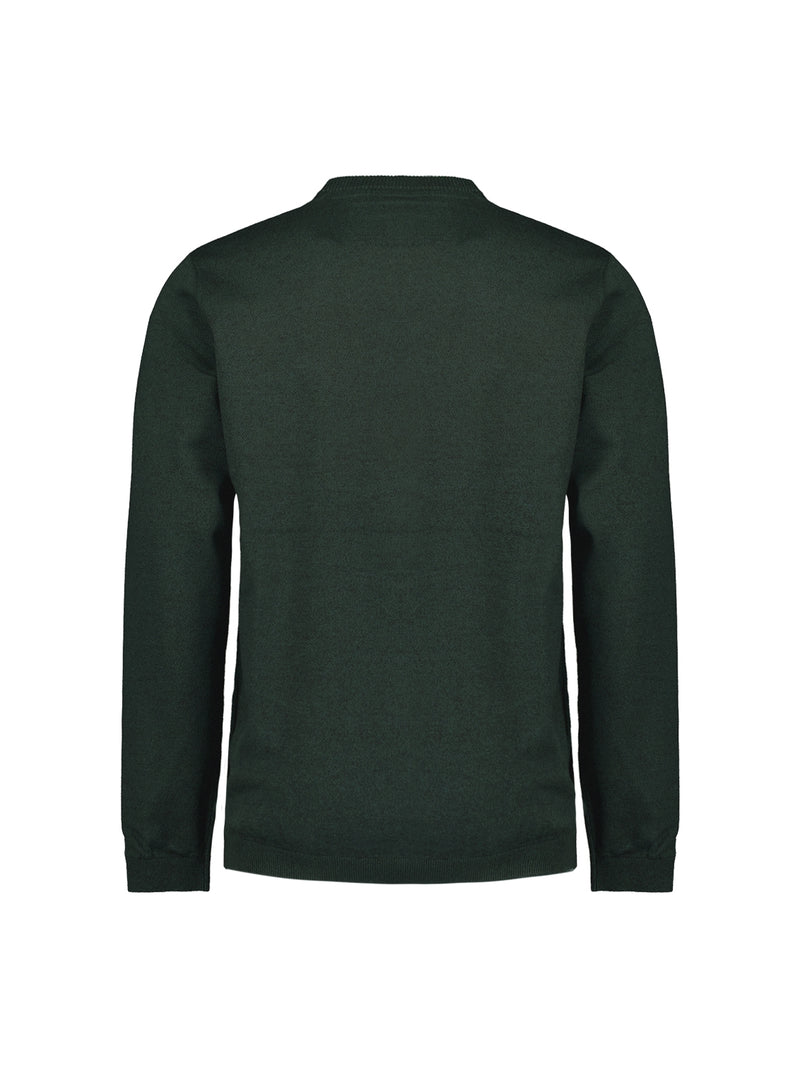 Round Neck Pullover: Two-Tone Melange and Comfortable Fit | Dark Green