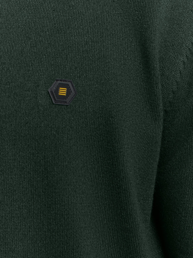 Round Neck Pullover: Two-Tone Melange and Comfortable Fit | Dark Green