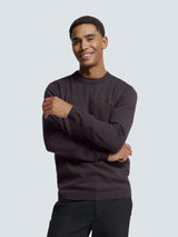 Round Neck Pullover: Two-Tone Melange and Comfortable Fit | Aubergine