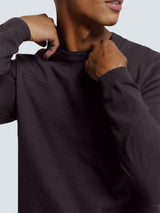 Round Neck Pullover: Two-Tone Melange and Comfortable Fit | Aubergine