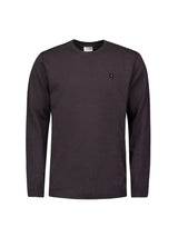 Round Neck Pullover: Two-Tone Melange and Comfortable Fit | Aubergine