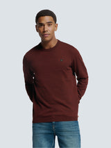 Round Neck Pullover: Two-Tone Melange and Comfortable Fit | Rusty