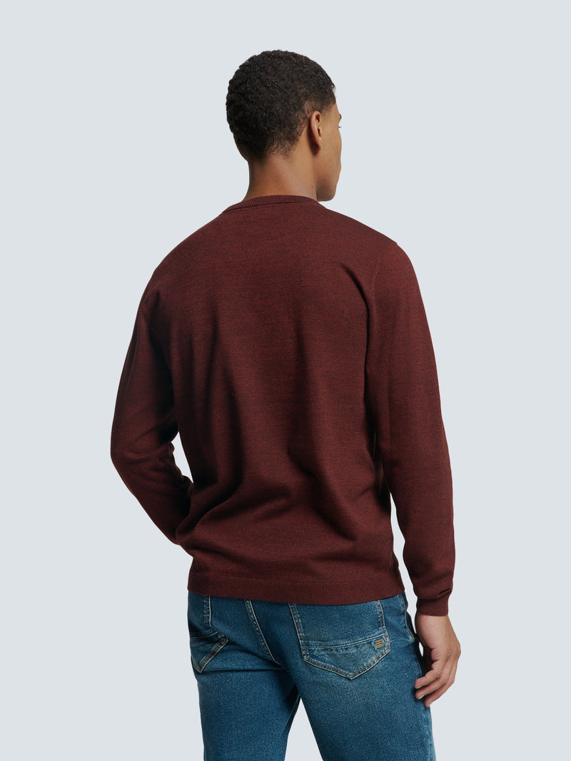 Round Neck Pullover: Two-Tone Melange and Comfortable Fit | Rusty