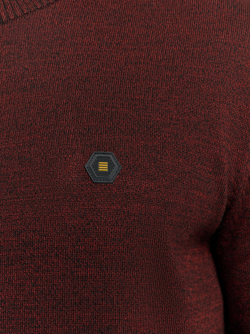 Round Neck Pullover: Two-Tone Melange and Comfortable Fit | Rusty