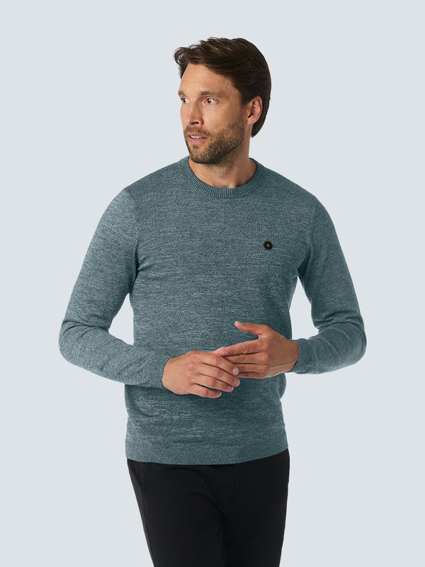 Round Neck Pullover: Two-Tone Melange and Comfortable Fit | Cloud