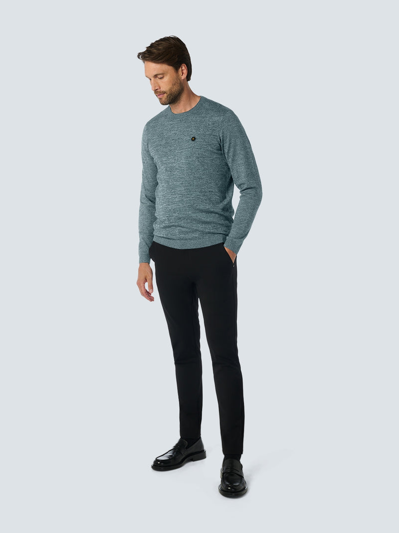 Round Neck Pullover: Two-Tone Melange and Comfortable Fit | Cloud