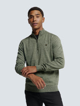 Pullover with Half Zip and Two-Tone Melange: Comfort and Style Combined | Smoke