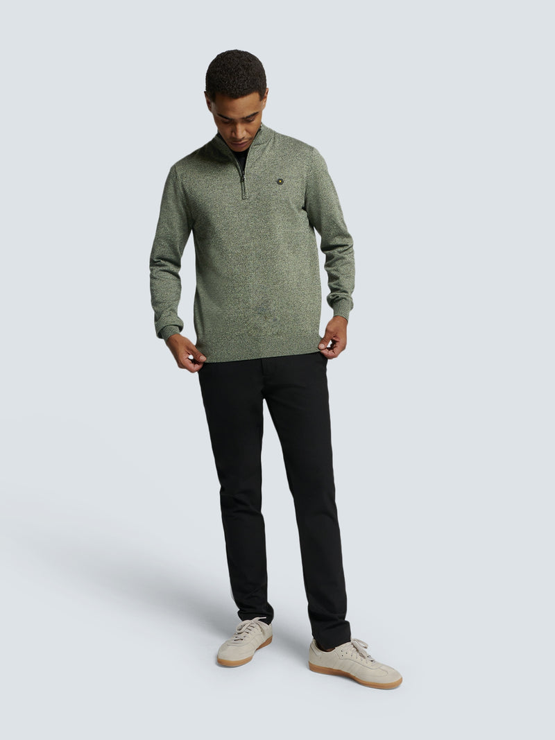 Pullover with Half Zip and Two-Tone Melange: Comfort and Style Combined | Smoke