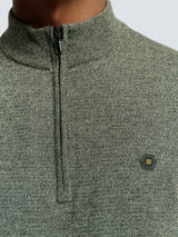 Pullover with Half Zip and Two-Tone Melange: Comfort and Style Combined | Smoke